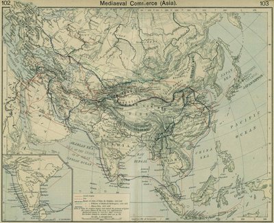 Middeleeuwse Handel in Azië. Uit De Historische Atlas door William Robert Shepherd