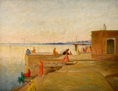 Avond in Benares, India door William Rothenstein