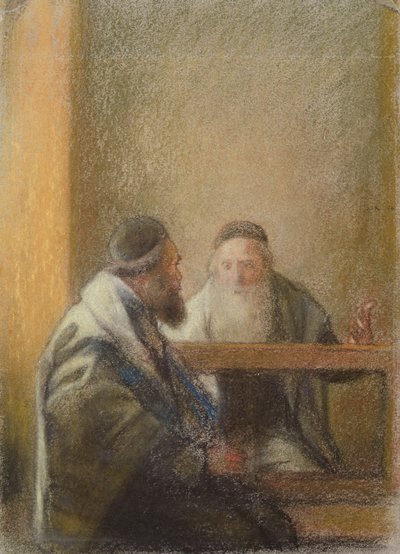 Interieur met Twee Rabbijnen door William Rothenstein
