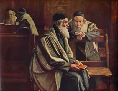 Joodse synagoge, Spitalfields, 1935 door William Rothenstein