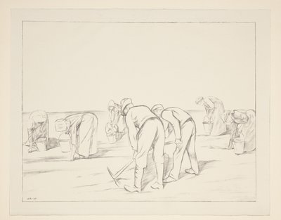 Landarbeiders met pikhouwelen en emmers door William Rothenstein