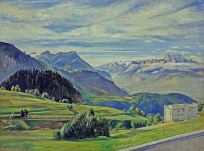 Le Dent du Midi vanuit Leysin, Zwitserland door William Rothenstein