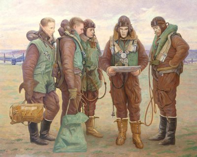 Piloten in Tangmere door William Rothenstein