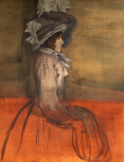 Portret van een dame met hoed door William Rothenstein