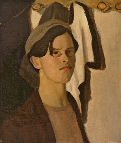 Zelfportret (fragment van een groter schilderij) door William Rothenstein