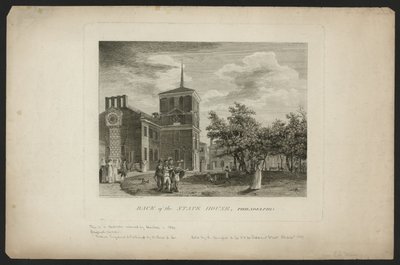 Achterkant van het Staatshuis, Philadelphia door William Russell Birch