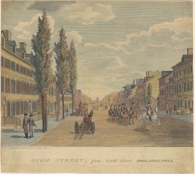 High Street, vanaf Ninth Street, Philadelphia door William Russell Birch