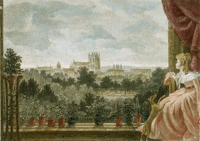Mevrouw Cosway, Schomberg House, 80-82 Pall Mall, Londen, VK (kleurgravure) door William Russell Birch