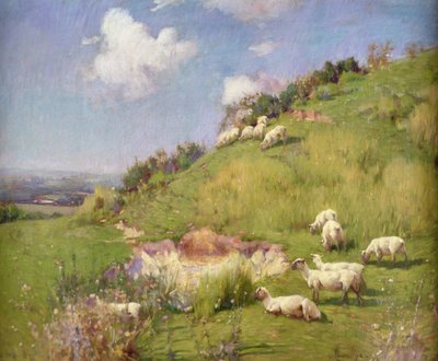 Schapen op een Heuvel door William Samuel Henry Llewellyn