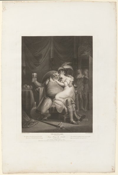 Prins Hal en Poins verrassen Falstaff met Doll Tearsheet door William Satchwell Leney