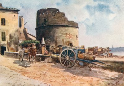 Bastion aan de kust, Ceriale (kleurenlitho) door William Scott