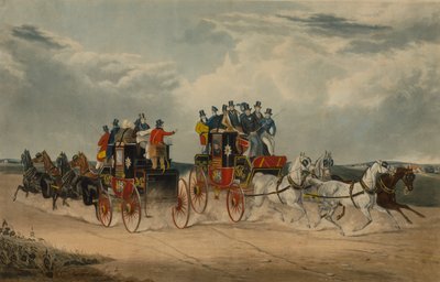 De Brighton Day Mail die over Hockwood Common gaat door William Shayer