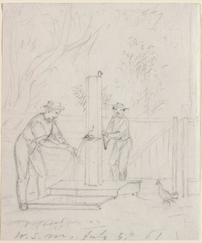 Bij de Pomp, 1861 door William Sidney Mount