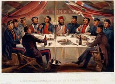 Een kerstdiner op de hoogten voor Sebastopol, 1855 door William Crimea Simpson