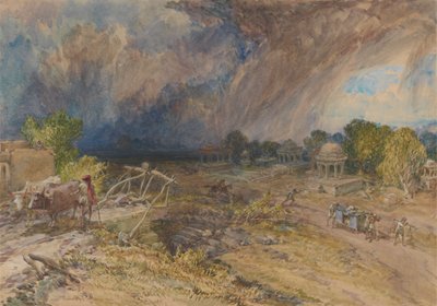 Stofstorm Komt Op, nabij Jeypore, Rajpootana door William Simpson