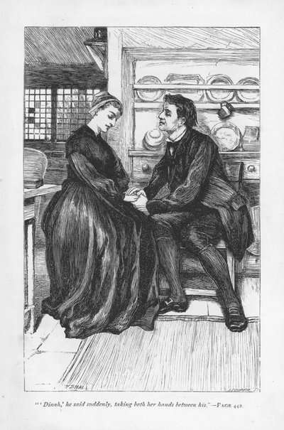 Na de beproevingen van het verhaal verklaart Adam Bede zijn liefde aan Dinah Morris, de Methodistische prediker door William Small