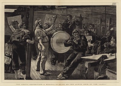 De Arctische Expeditie, een Muzikale Avond op het Benedendek van de Alert door William Small