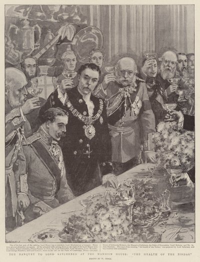 Het banket voor Lord Kitchener in het Mansion House, de gezondheid van de Sirdar door William Small