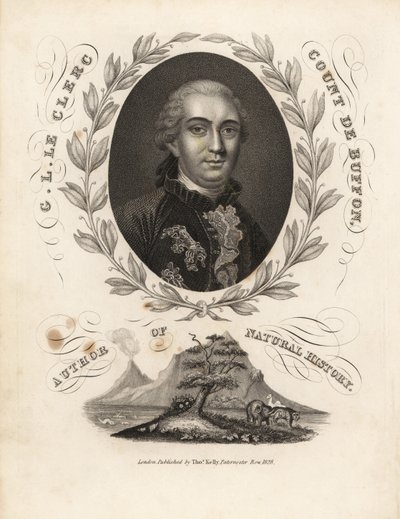 Portret van Graaf Georges Buffon binnen een laurierkrans door William Smellie