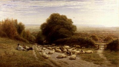 De Zonnige Kant van het Leven van een Herder - Bij Eastbourne door William Snr. Luker