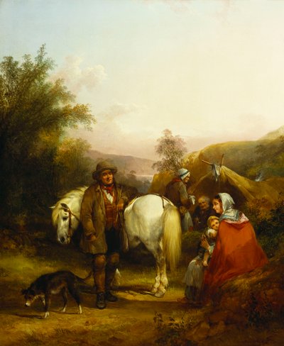 Een Zigeunerkamp bij een Open plek in een Bosrijk Landschap door William Snr. Shayer