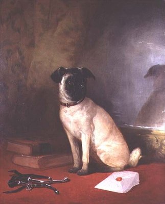 Reflectie - Portret van een mopshond door William Snr. Shayer