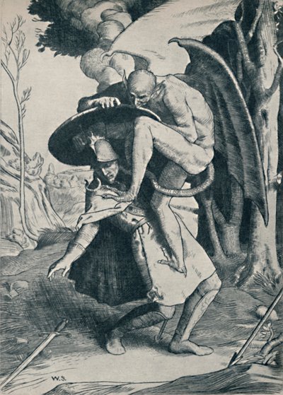 Christian vecht tegen Apollyon, 1895, 1923 door William Strang