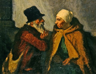 Oud stel in gesprek door William Strang