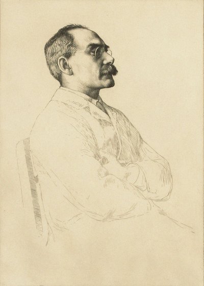 Portret van Rudyard Kipling 1865-1936 door William Strang