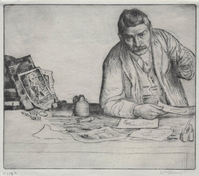 Zelfportret - "De etser" door William Strang