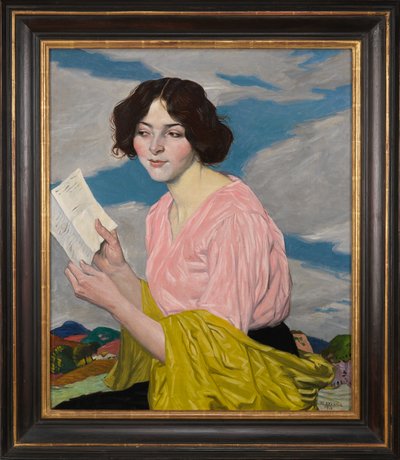 De liefdesbrief (Portret van Dora Labbette) ca. 1918 door William Strang