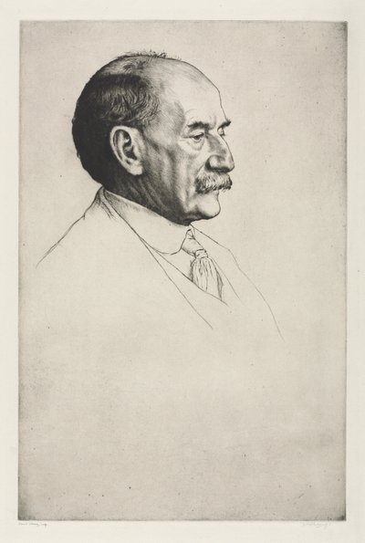 Thomas Hardy, naar rechts kijkend, 1910 door William Strang