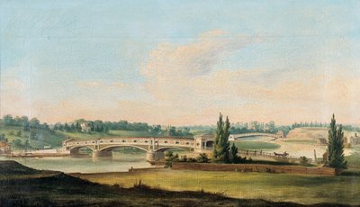 Een Uitzicht op een Brug over de Schuylkill Rivier door William Strickland
