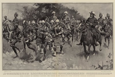 Heldenverering door vriendelijke inboorlingen, de mars van de Highland Light Infantry door Basutoland door William T. Maud