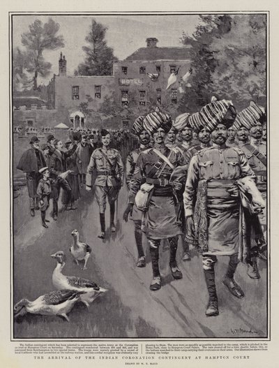 De aankomst van het Indiase kroningscontingent in Hampton Court door William T. Maud