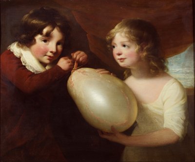 Twee kinderen met een varkensblaas door William Tate
