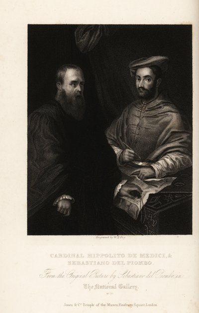 Portret van Sebastiano del Piombo, Italiaanse schilder van de Hoge Renaissance en vroege Maniërisme, circa 1485-1547, met Kardinaal Ippolito de