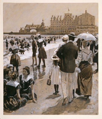 Strandscène uit Harpers Weekly door William Thomas Smedley