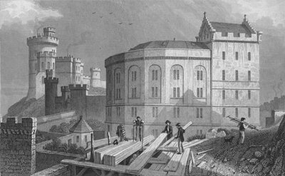 Oostkant van de Bridewell en Huis van de Gevangenisdirecteur, Edinburgh, 1829 door William Tombleson