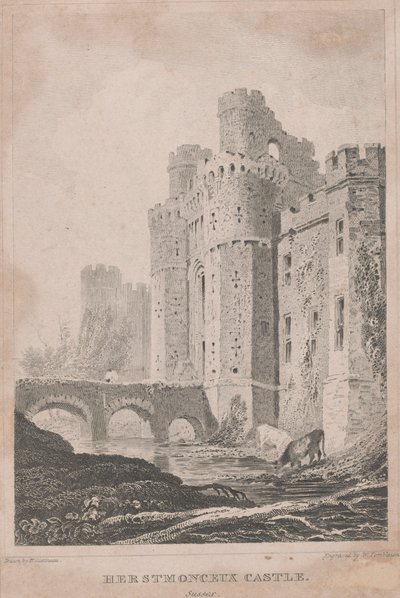Herstmonceux Kasteel, Sussex door William Tombleson