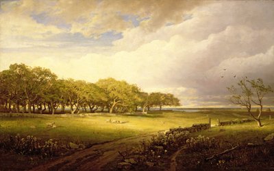 Oude boomgaard in Newport door William Trost Richards