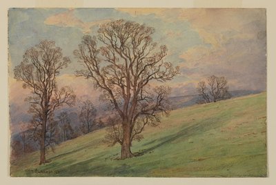 Studie van landschap, Chester County, PA door William Trost Richards