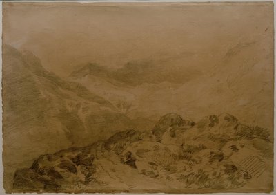 Een rotsachtige pas tussen bergen (Glen Croe, met hellingen van Ben Arthur: Ben an Lochain) door Joseph Mallord William Turner