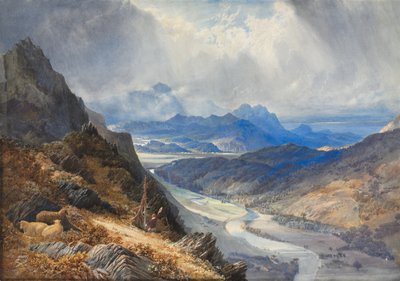 Een Uitzicht vanaf Moel Cynwich: Kijken Over de Valei van Afon Mawddach en Richting Cader Idris door Joseph Mallord William Turner