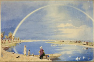 Een Aprilbui: Uitzicht vanaf Binsey Ferry bij Oxford, Kijkend naar Port Meadow en Godstow door Joseph Mallord William Turner