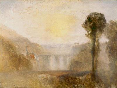 Brug en toren door Joseph Mallord William Turner