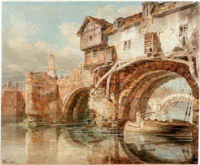De Old Welsh Bridge in Shrewsbury door Joseph Mallord William Turner