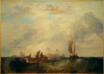 Ingang van de Maas: Oranjemerchant op de zandbank, aan het vergaan door Joseph Mallord William Turner
