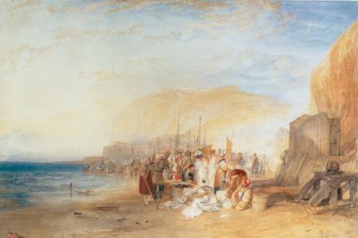 Hastings: Vismarkt op het Strand, Vroege Ochtend door Joseph Mallord William Turner