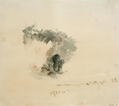 Zee, bomen, figuren (?, voor Campbell